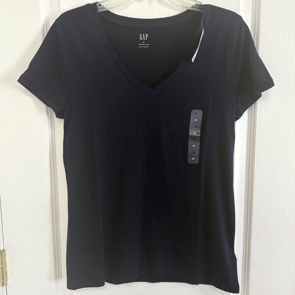 Gap Favorite Tee V-Neck T-Shirt Short Sleeve Top Navy Blue Size Medium NEW - Picture 3 of 6